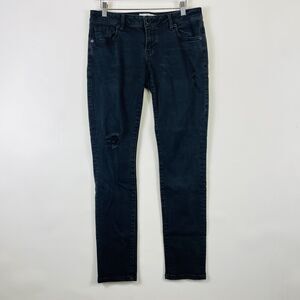 Cabi Black Distressed Destroyed Low‎ Rise SlimBoyfriend Denim Jeans Womens 4